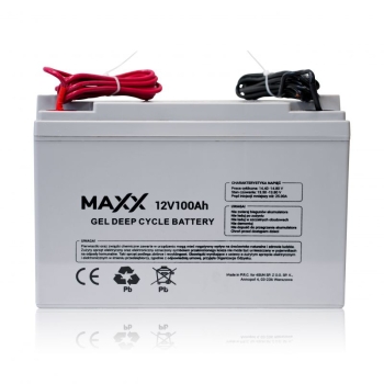Akumulator żelowy MAXX 100Ah 12V [Kabel 6mm, 2,5m] 330*171*215